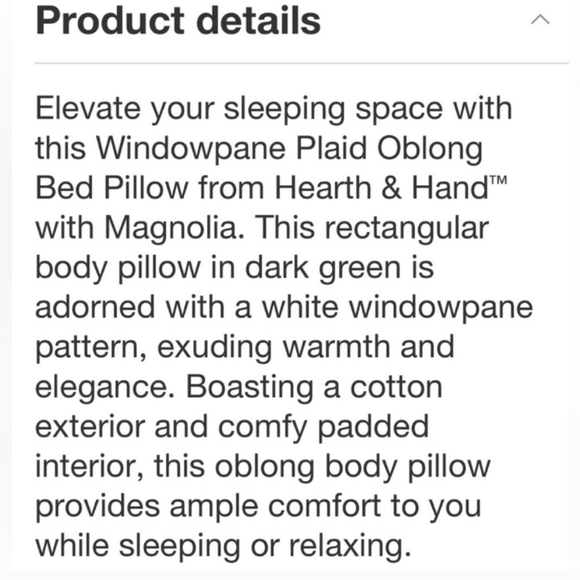 Hearth & Hand Plaid Oblong Lumbar Bed Pillow in Green/Cream 14×36 - Picture 5 of 13